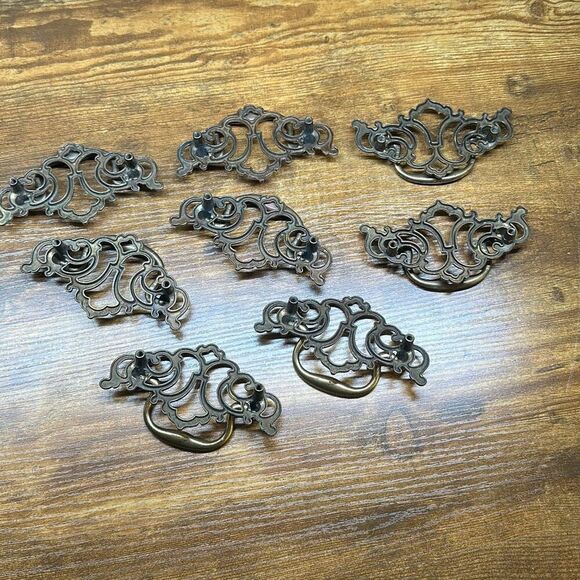 Vintage Brass Metal Drawer Pulls KBC N19354 Set Of 8 Batwing Keeler Brass Co. - Picture 11 of 11